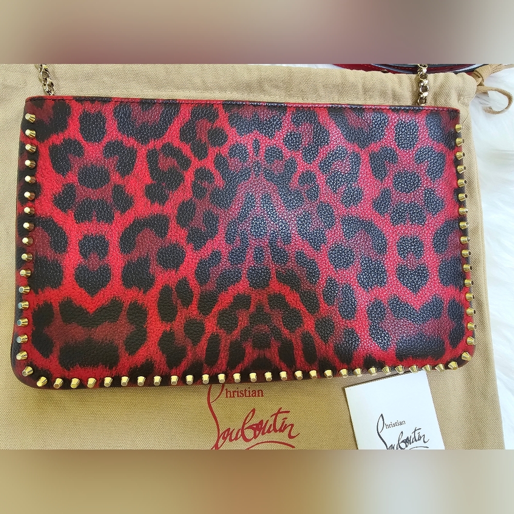 Pre-loved Authentic Christian Louboutin Red Leopard 2WAY Bag - Picture 4 of 17